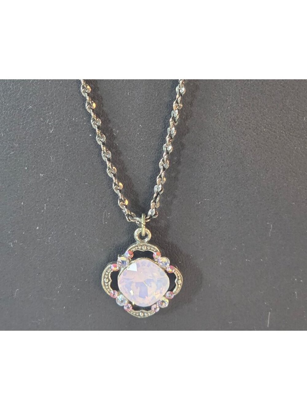 Anne Koplik Designs Necklace Silver tone Crystal Pendant Made in USA minimalist